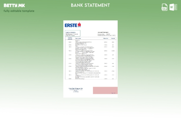 Модерен стил Шаблон за збор за извод од банка Ерсте во Унгарија